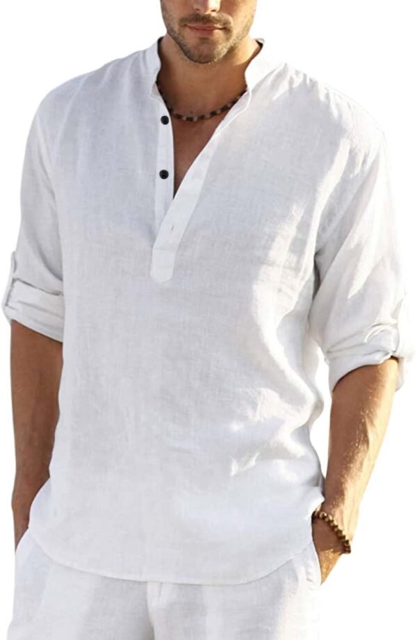 Men Solid Cotton Blend Kurta (White)