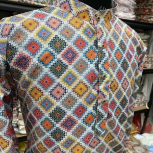 Men's Cotton Blend Printed Long Kurta