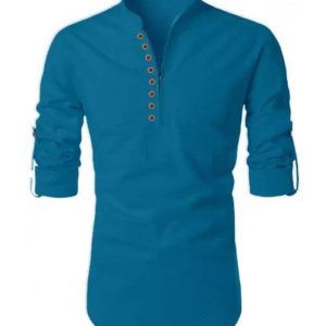 Men Solid Pure Cotton Kurta (Blue)